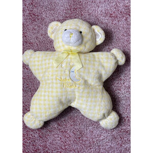 Vtg animal alley night night yellow gingham teddy bear stuffie lovie